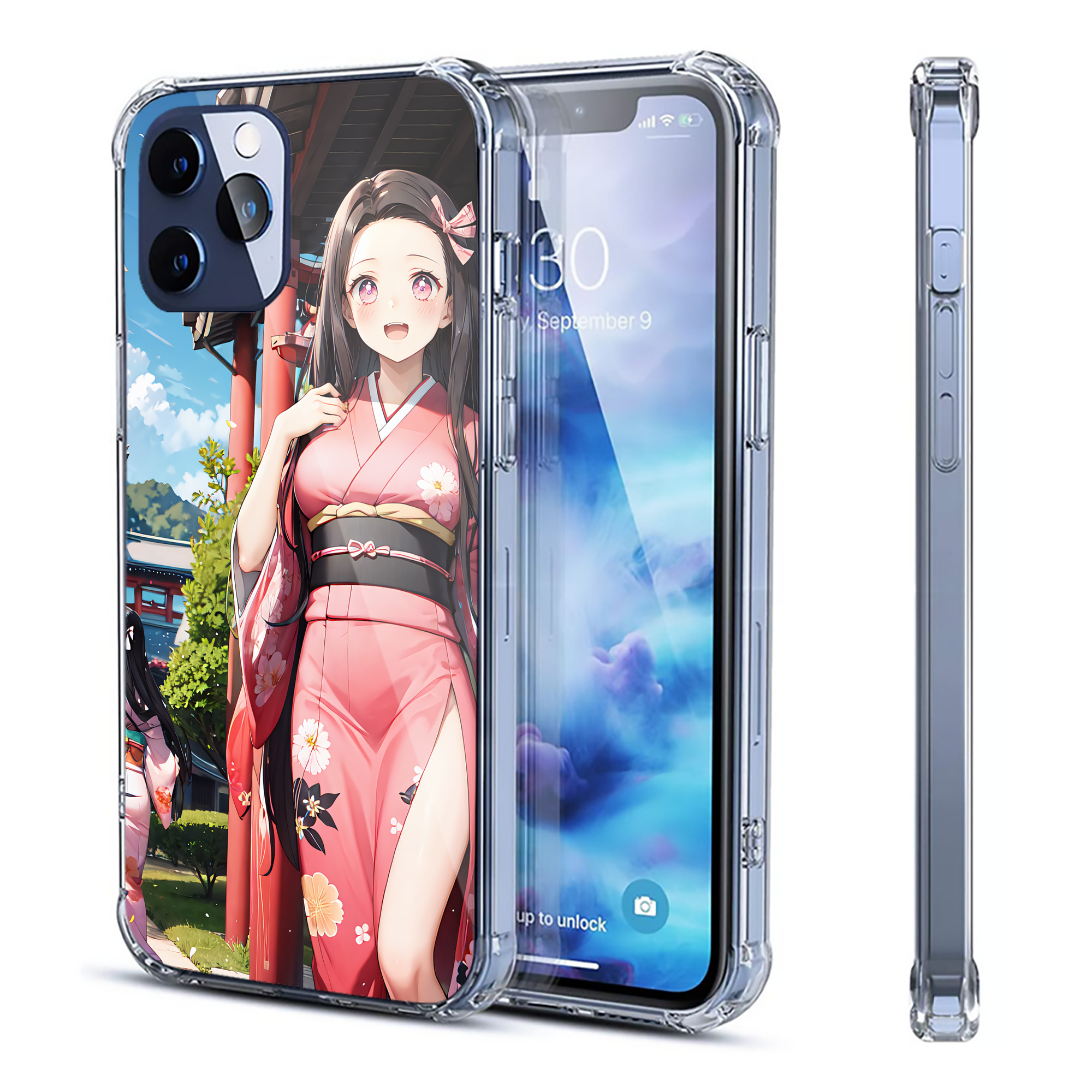 （画像用） 鬼滅の刃（きめつのやいば）竈門 禰󠄀豆子／かまど ねずこ Kamado Nezuko 【iPhone 12シリーズ対応】透明スマホケース（クリアソフトケース）